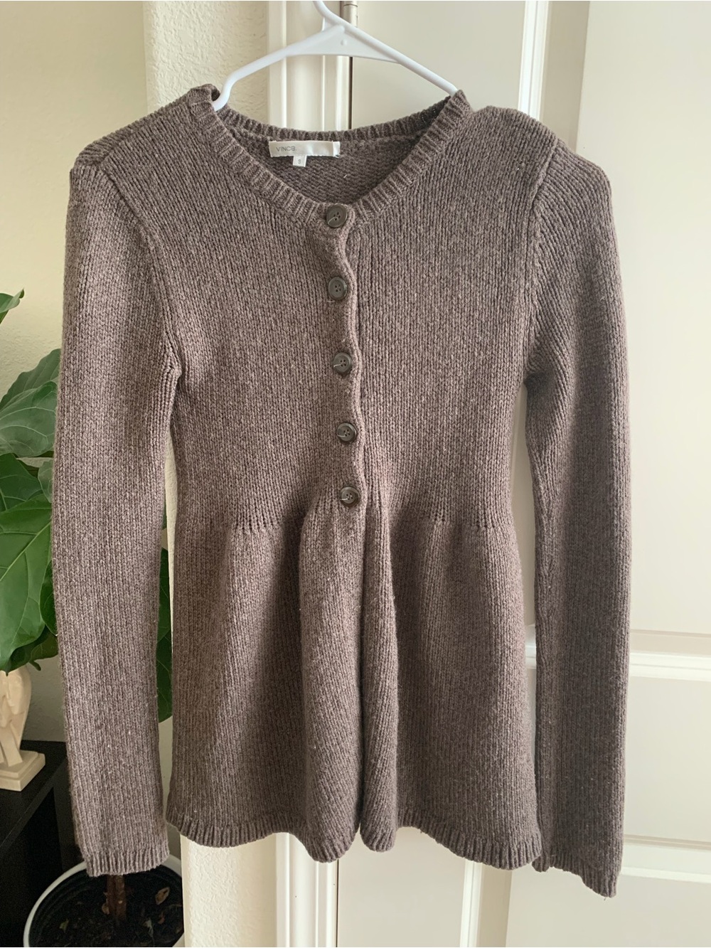 Vince Brown Knit Button-Front Cardigan